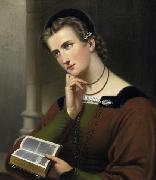 unknow artist Portrat einer jungen Frau mit Bibel Spain oil painting artist